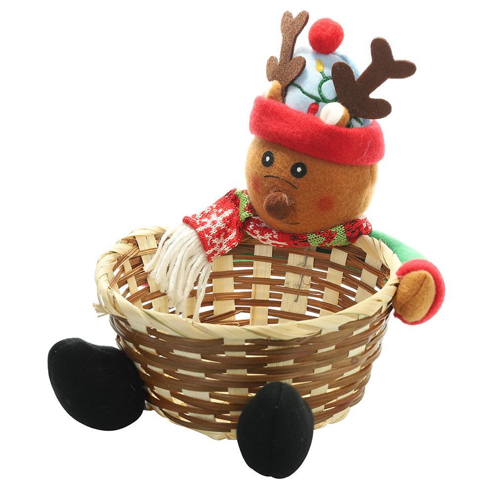 Christmas Decorative Wicker Basket Elf Snowman Santa Claus Food Candy Storage Basket Children's Gift Household Organizer