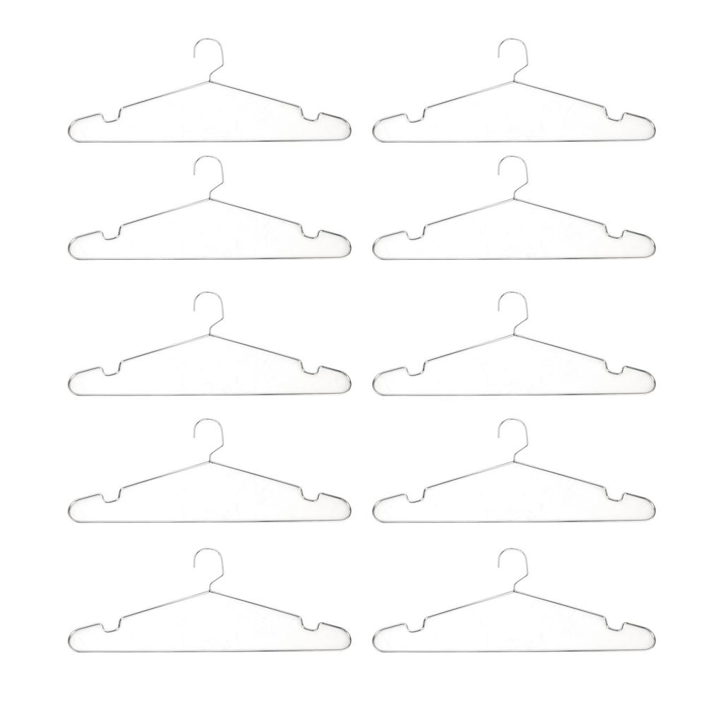 10pcs Clothes Hangers Stainless Steel Heavy Duty Prevent Slip Space Saving Coat Drying Hangers