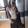 Summer New Style V-neck Lace-up Lace Splicing Design Slimming Hot Girl Pure Lust Tops