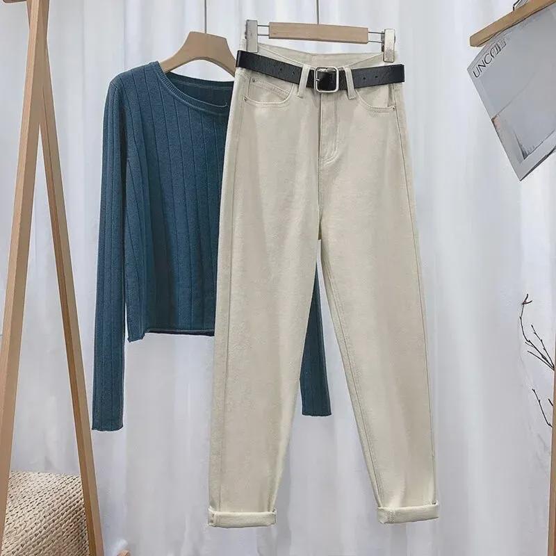 Damen Plüsch Haremshose mit hoher Taille - Dick, Große Größe, Herbst/Winter 2021