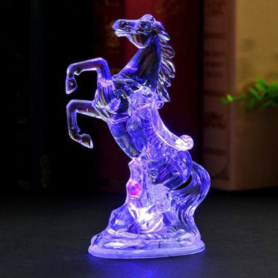 Night Light Acrylic Pony Figure Decorative Night Lamp with Colorful Flashing Lights Battery Operated Festive