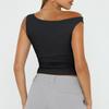 Dámské od ramene Bez rukávů Pevné Sexy Roztomilé tričko Slim Fit Upnuté tričko Crop-Top tílko