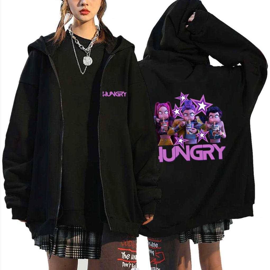 

Kpop Demon Hunters Zipper Hoodie Cute Funny Rumi Mira Zoey Eat Ramen Zip Up Hoodies Men Women Fashion Trend Streetwear XS чорний