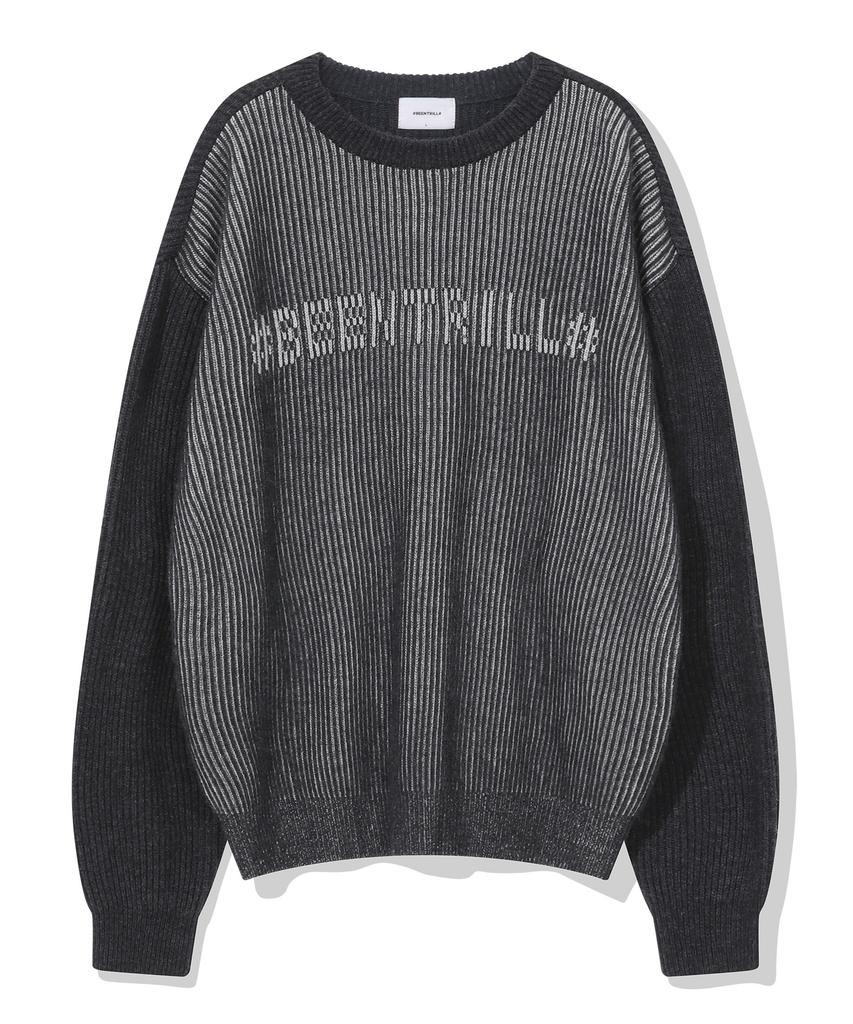 BEENTRILL Jacquard Logo Two-Tone Knit (Charcoal)