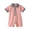 Trendy Summer Pink-Gray Polo Shirts for Stylish Families: Parent-Child & Mother-Daughter Street Style Short Sleeves