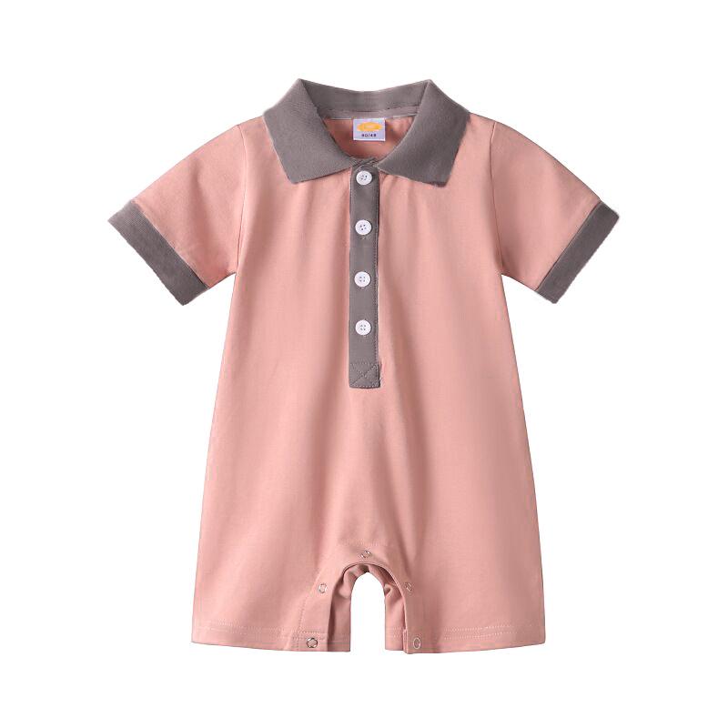 Trendy Summer Pink-Gray Polo Shirts for Stylish Families: Parent-Child & Mother-Daughter Street Style Short Sleeves