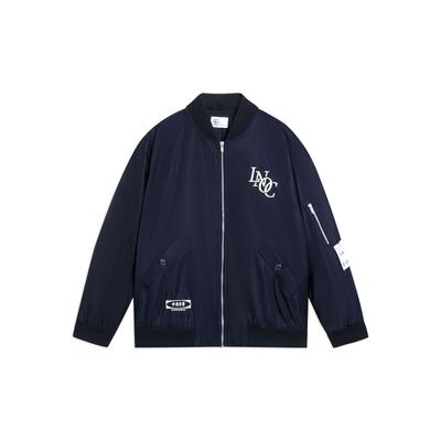 Li Ning Daily Progress Pure Color Baseball Collar Zipper Jacket Unisex Jacket Deep-Navy AJMT047-3