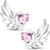 Fashion Luxurious Asymmetrical Wing With Heart-Inlaid Stud Earrings For Women Jewelry Accessries Gift