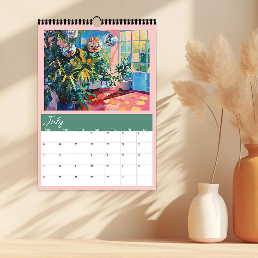 1pc Vintage Animal Wall Calendar-Eclectic Art Theme, 12 Different Designs, Suitable for Art Enthusiasts, Halloween Gifting