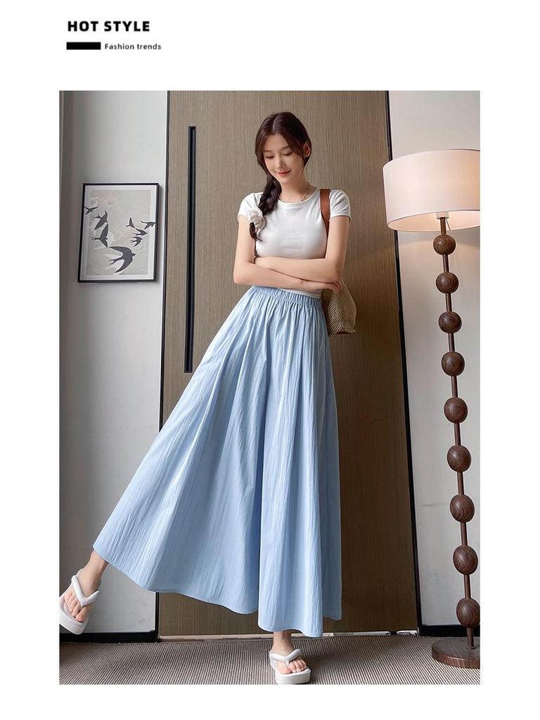 Apricot Yamamoto Women's High-Waisted A-Line Culottes, Summer 2025: Slimming, Casual, Petite, Lazy Wide-Leg Pants