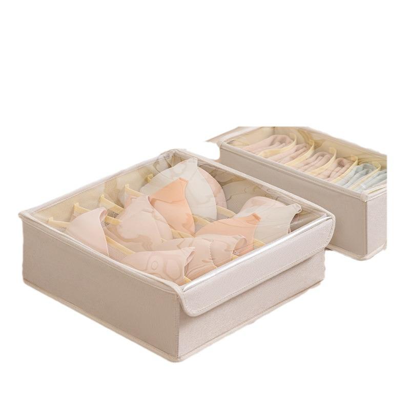 Stoff-Aufbewahrungsbox für Dessous mit Deckel - Faltbarer Organizer für BHs, Unterwäsche und Socken.