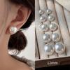 New Year's Pearl Stud Earrings: Women's Versatile 925 Silver Needles with Milky White Pearls