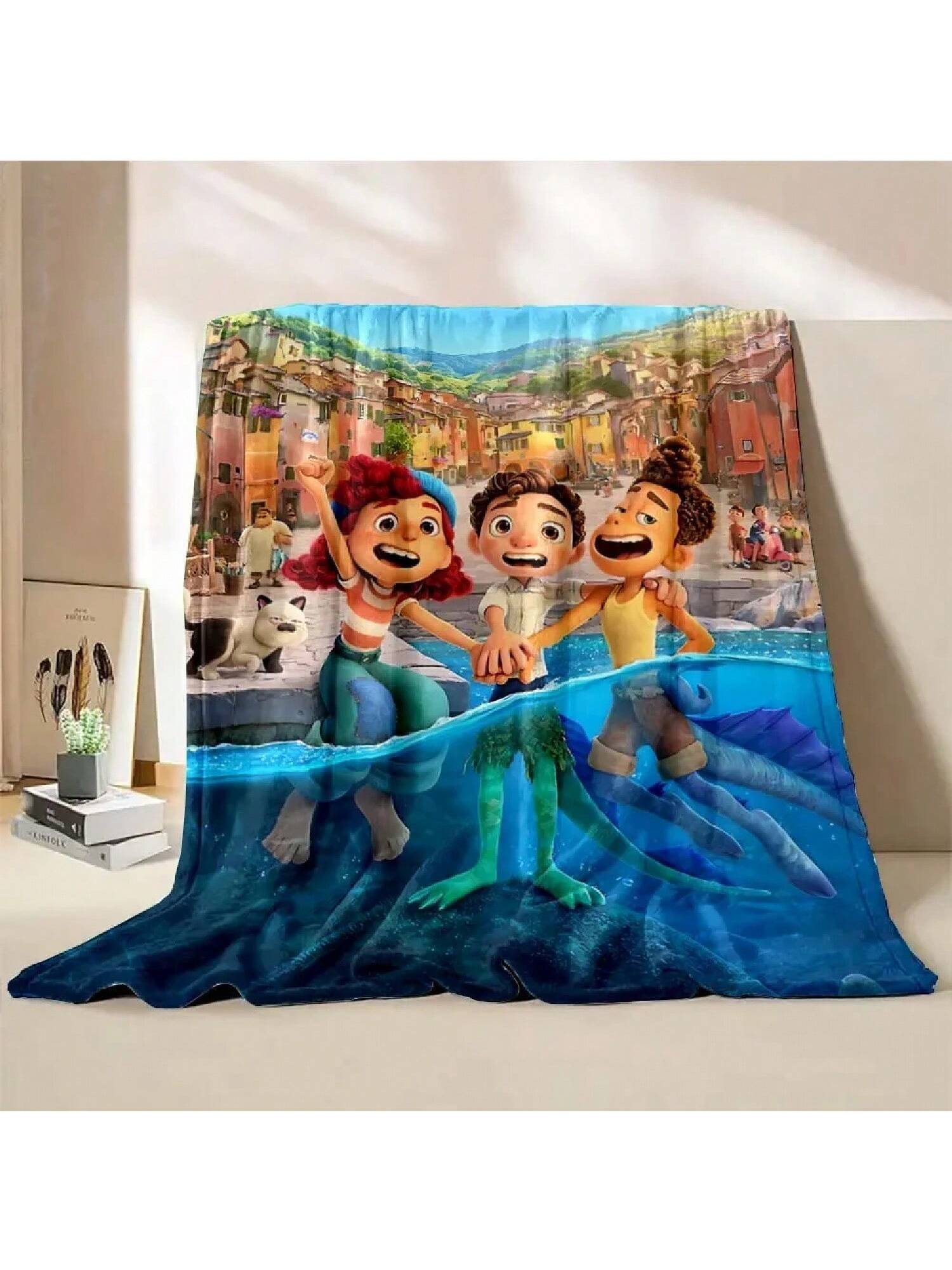 

Luca Anime Blanket Warm Soft Fluffy Throw King Size Luxury Throw Adult Sofa Bed Blanket Cover Travel Throw Gift 75X95CM сірий колір
