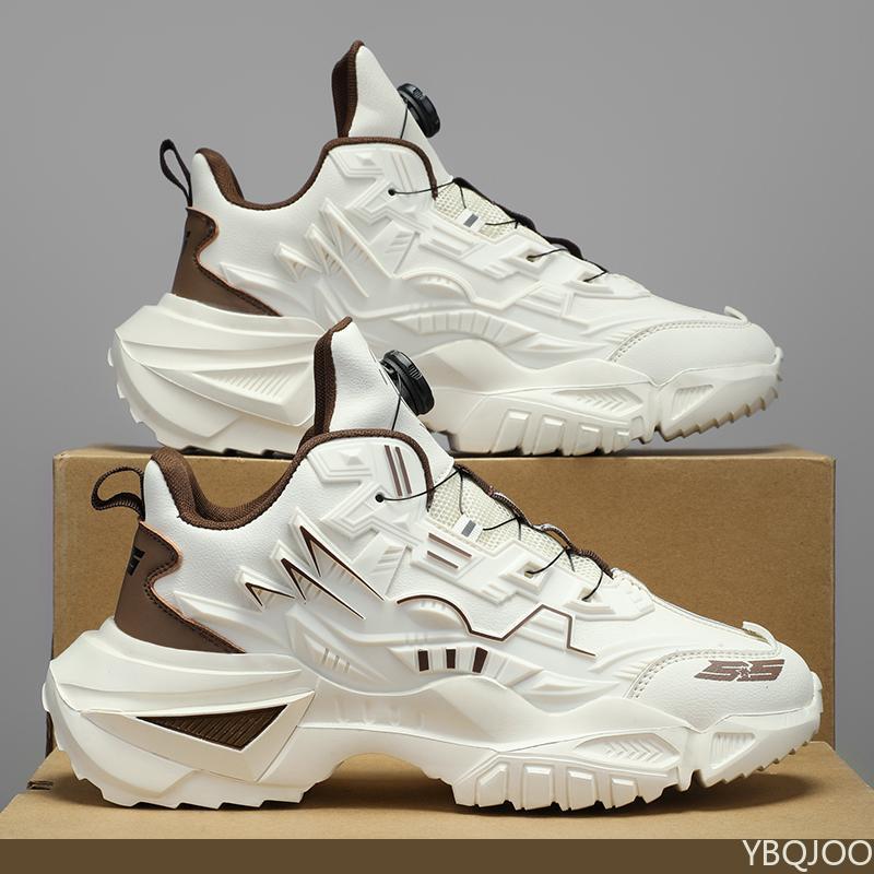 

Весенние новые дышащие кроссовки для бега, модные универсальные противоскользящие туфли, повседневные удобные кроссовки для мужчин с увеличением роста 41 бежевый