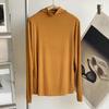Women Bottoming Top Slim Fit Long Sleeve Half Turtleneck High Elasticity Pullover Keep Warm Solid Color Autumn Winter Lady Bottomed