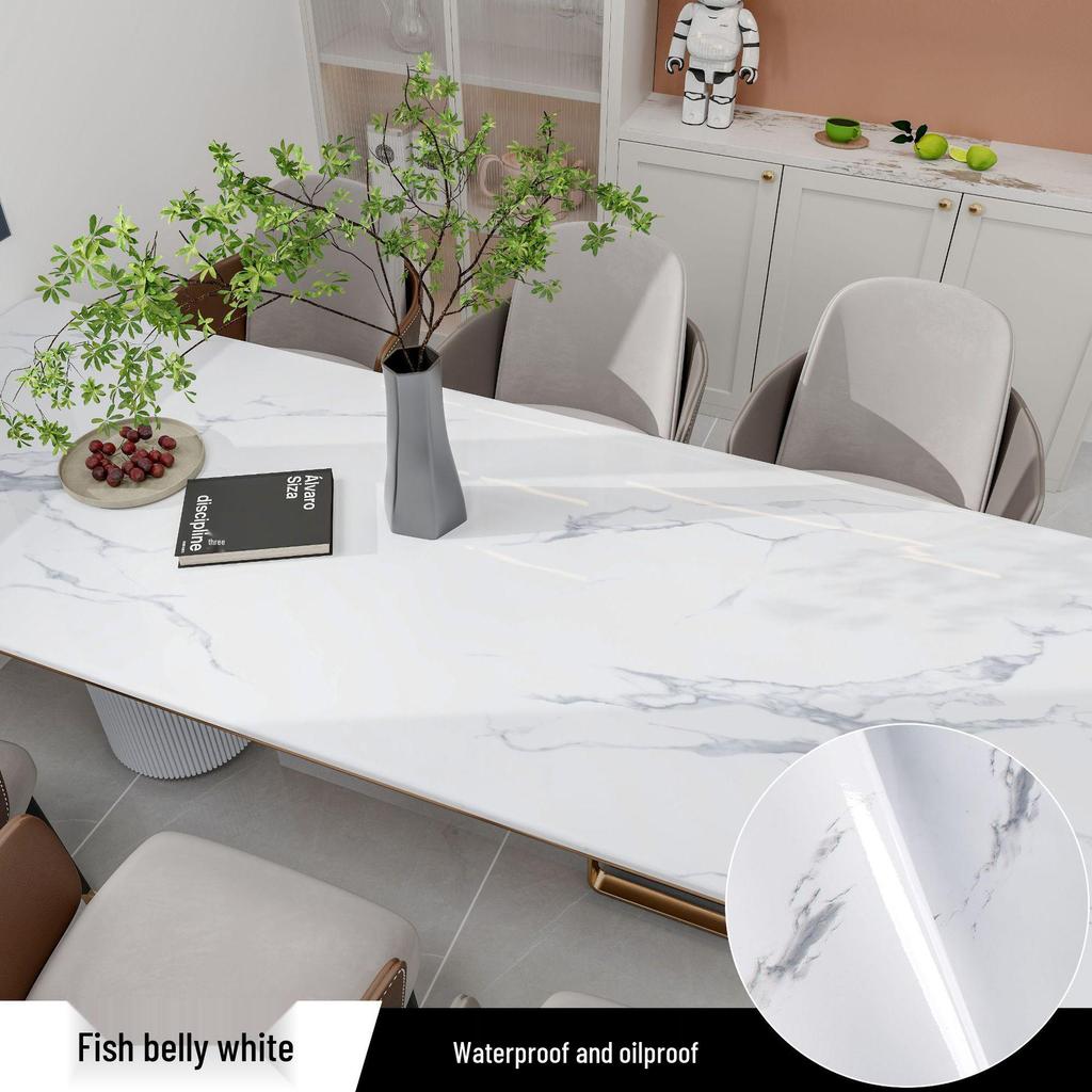 Waterproof, Oil-Proof Marble Self-Adhesive Wallpaper for Bathroom, Kitchen, Living Room, and Toilet Renovation.