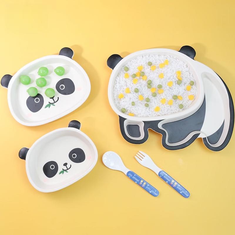 RuHan Panda Dětský talíř s přihrádkami