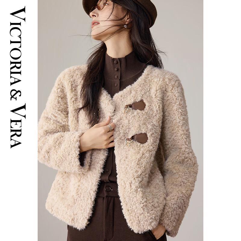 

VICTORIA&VERA Women s Lamb Fleece Short Jacket S