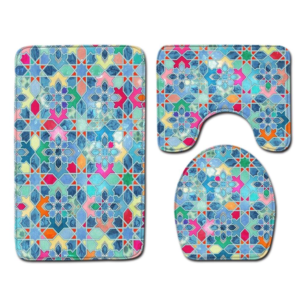 Toilet Floor Mat Three-Piece Bathroom 3-Piece Carpet Doormat Mat