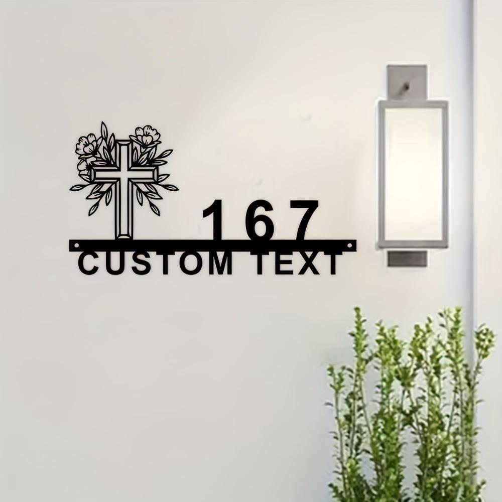 

Vintage Metal Wall Decor Cross Floral Motif Address Sign Home Door Hanging Ornament Gift TYDZ004218