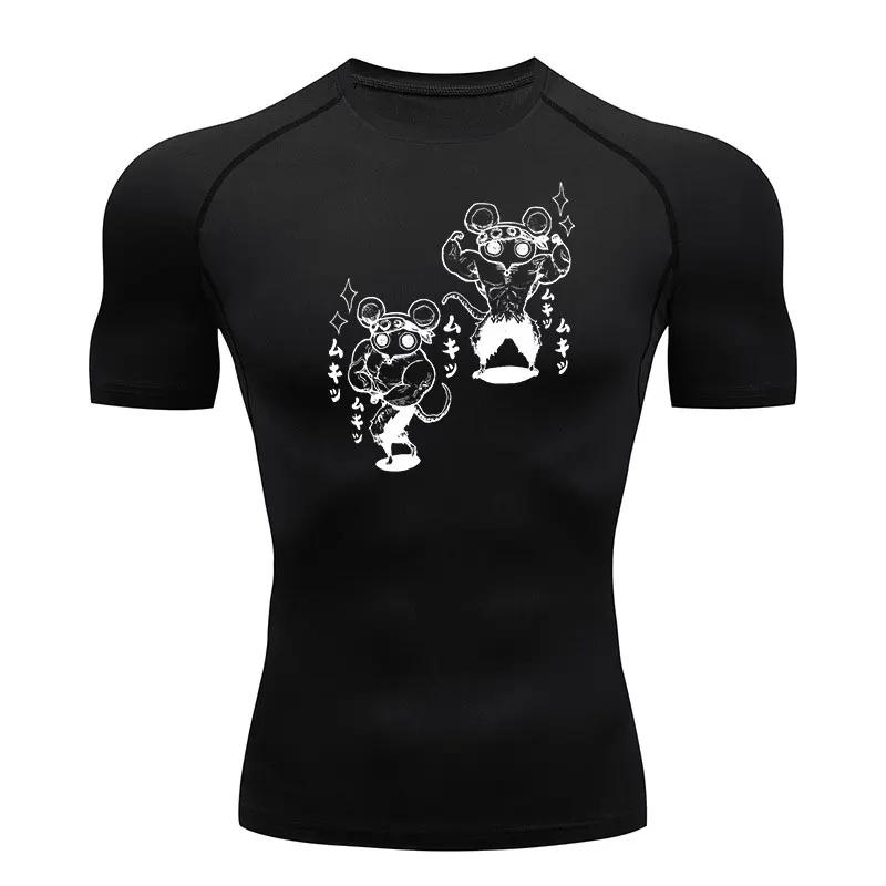 Koszulka Muscle Fit Y2K Koszulki Kompresyjne Dla Mężczyzn Sport Trening Siłownia Męskie Bieganie Fitness Obcisła Letnia Odzież Sportowa Top Koszulka