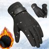 Winter Outdoor Gloves Touch Screen Adjustable Full Finger Hand Protection Thicken Keep Warm Plush Lining Men Women Windproof Cycling Gloves Ridding