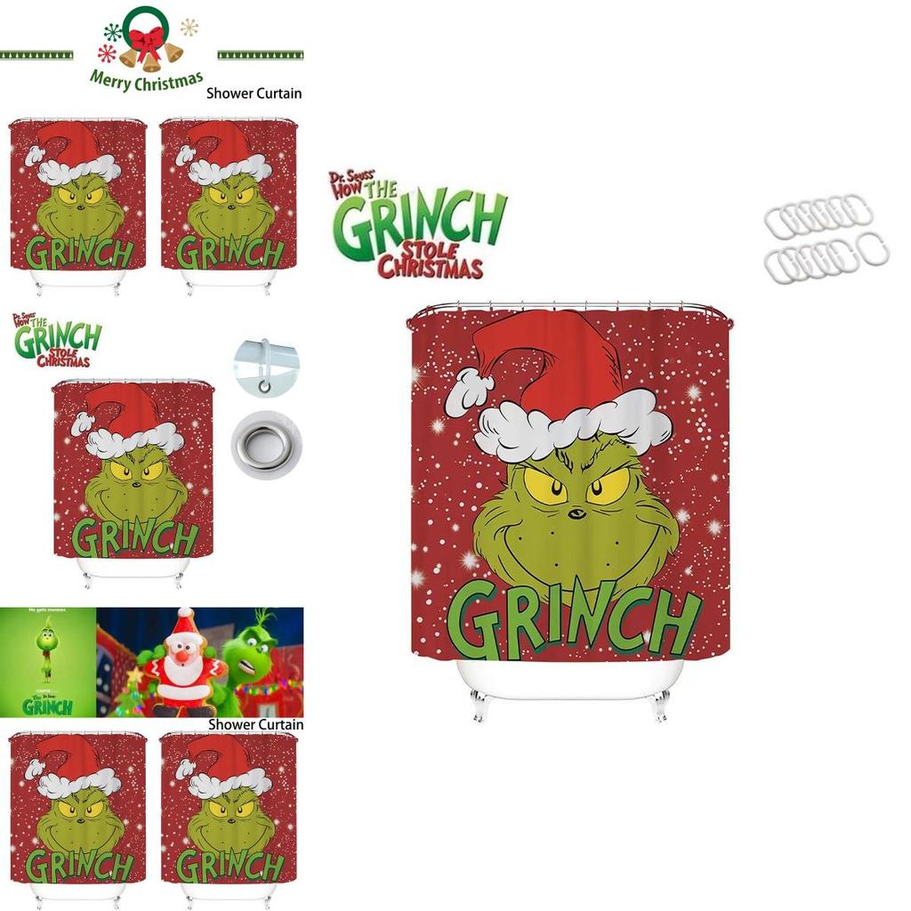 High-resolution Thermal Transfer Printed How The Grinch Stole Christmas Shower Curtain