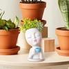 Face Planter Pot Head Coffee Girl Flower Pot Indoor Head Planter With Closed Eyes Resin Material Drainage Hole