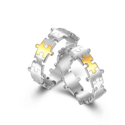 A Niche Design Neutral Style Puzzle Couple Ring A Niche Light Luxury Titanium Steel Ring
