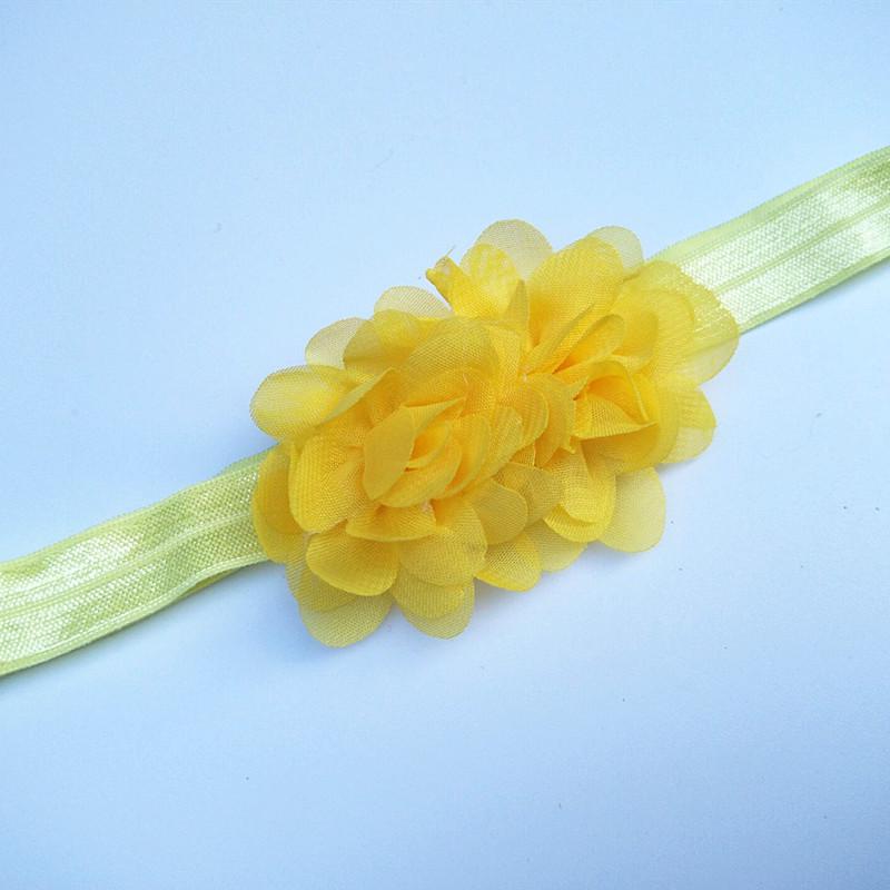 Korean Chiffon Flower Baby Girl Headband - Elastic, Solid Color, Princess Style