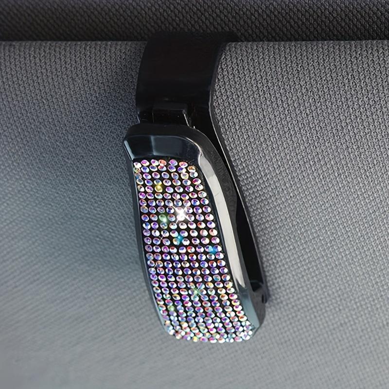 

1pc Bling Car Visor Clip for Fashion Glasses and Tickets Plastic Holder with Sparkling Diamond Durable Car Interior Accessory, Car Accessories