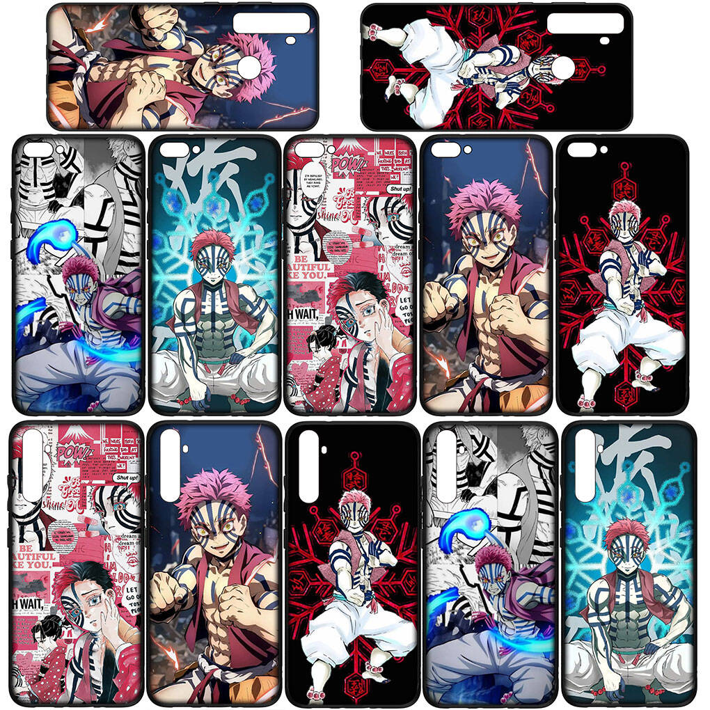Kryt pro iPhone 17 16 15 Xiaomi Poco Redmi Note 14 13 12 Pro Max 9 16e Samsung Galaxy S25 S24 S23 OPPO Huawei Kreslený Demon Slayer Akaza Pouzdro na telefon