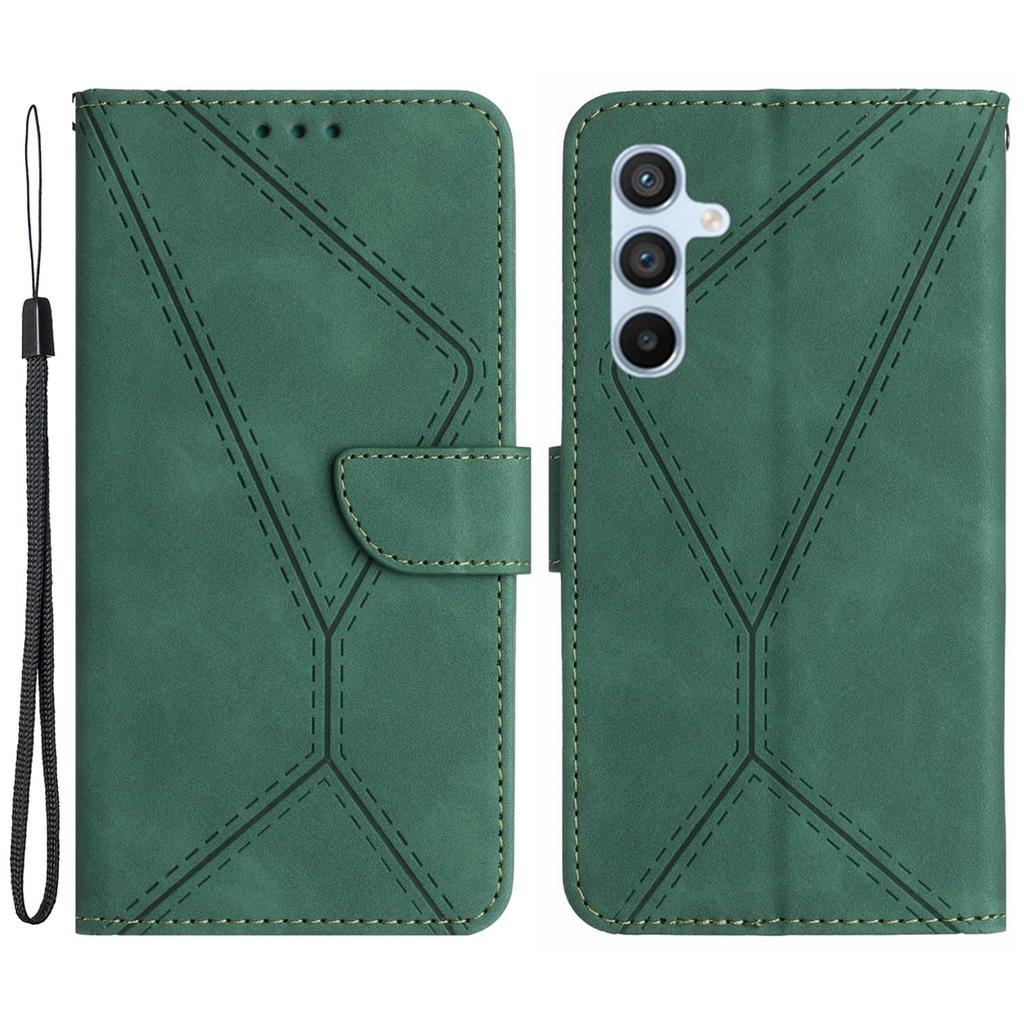 HT05 For Samsung Galaxy M35 5G Case Skin-Touch Lines PU Leather Phone Cover