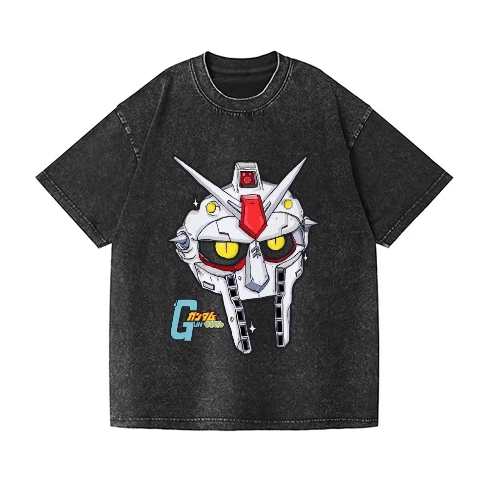 New Gundam RX Printed Tshirt Mens and Womens Washed Tshirt High Quality Vintage Cotton Tshirt Harajuku YK Tops M