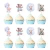 12pcs Baby Bear Cupcake Toppers for Kids Boy Girl 1st Birthday Party Decoration Blue Pink Baby Shower Favors Cake Dessert Picks