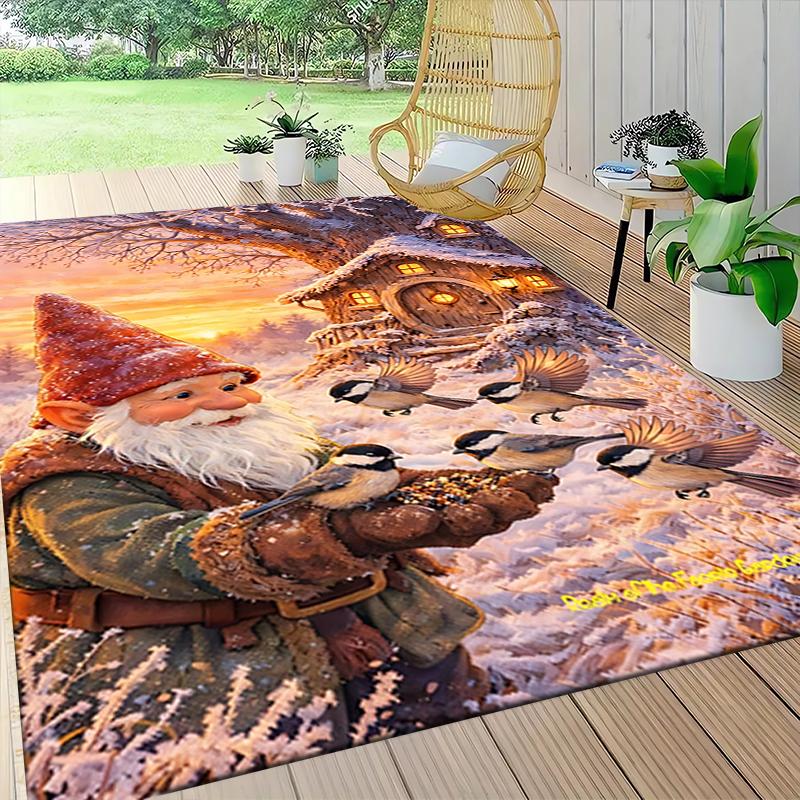 1Pc Christmas Gnome Celebration Carpet Rug Soft Washable Antislip Home Living Room Sofa Mats Personalized Christmas Rug