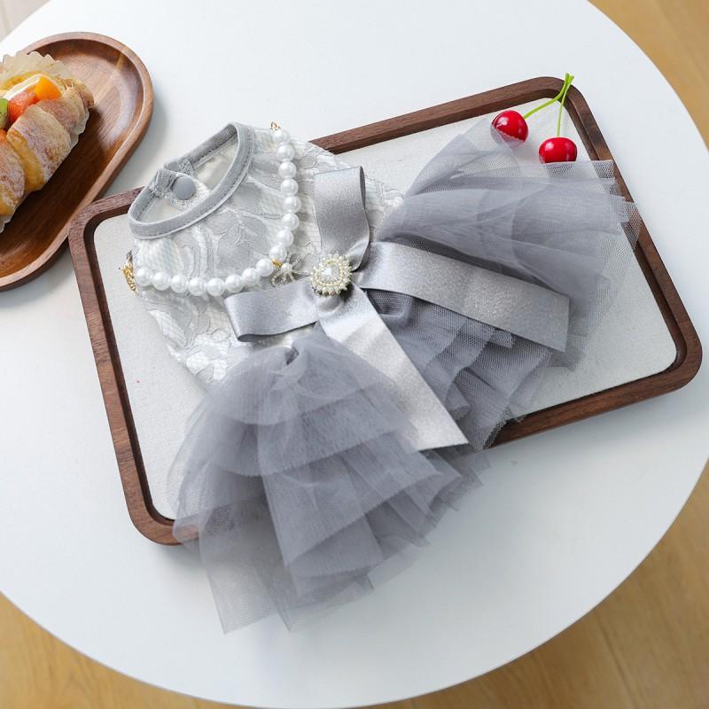 Pet Dress Small Dogs Kittens Gray Swan Formal Gown Lightweight Costume Outfit