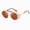 Men Sunglasses Uv400 Metal Shield Steampunk Woman Glasses Personality Windshield Sunglasses  Retro Toad Mirror Round Design