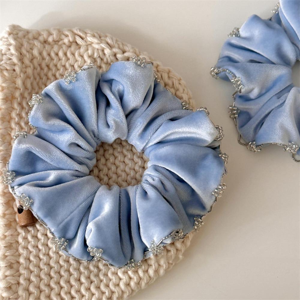 Ponytail Holder Velvet Scrunchies Elastic Hair Ring Fashion Rhinestone Hair Rope  Female