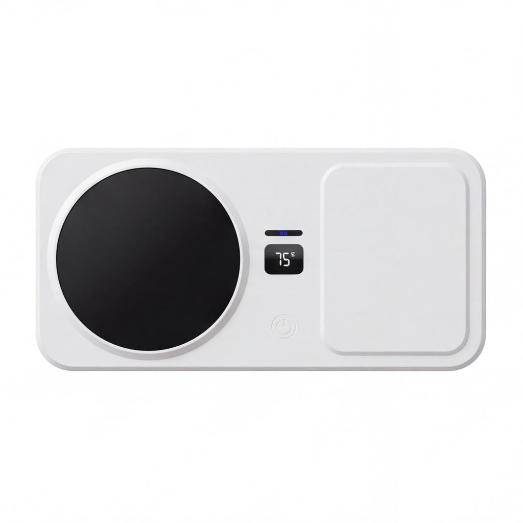 Multi-Functional Constant Temperature Warming Coaster for Coffee with 2-in-1 Wireless Charging Pad for Phone Earphones Heated Beverage Warmer Desk