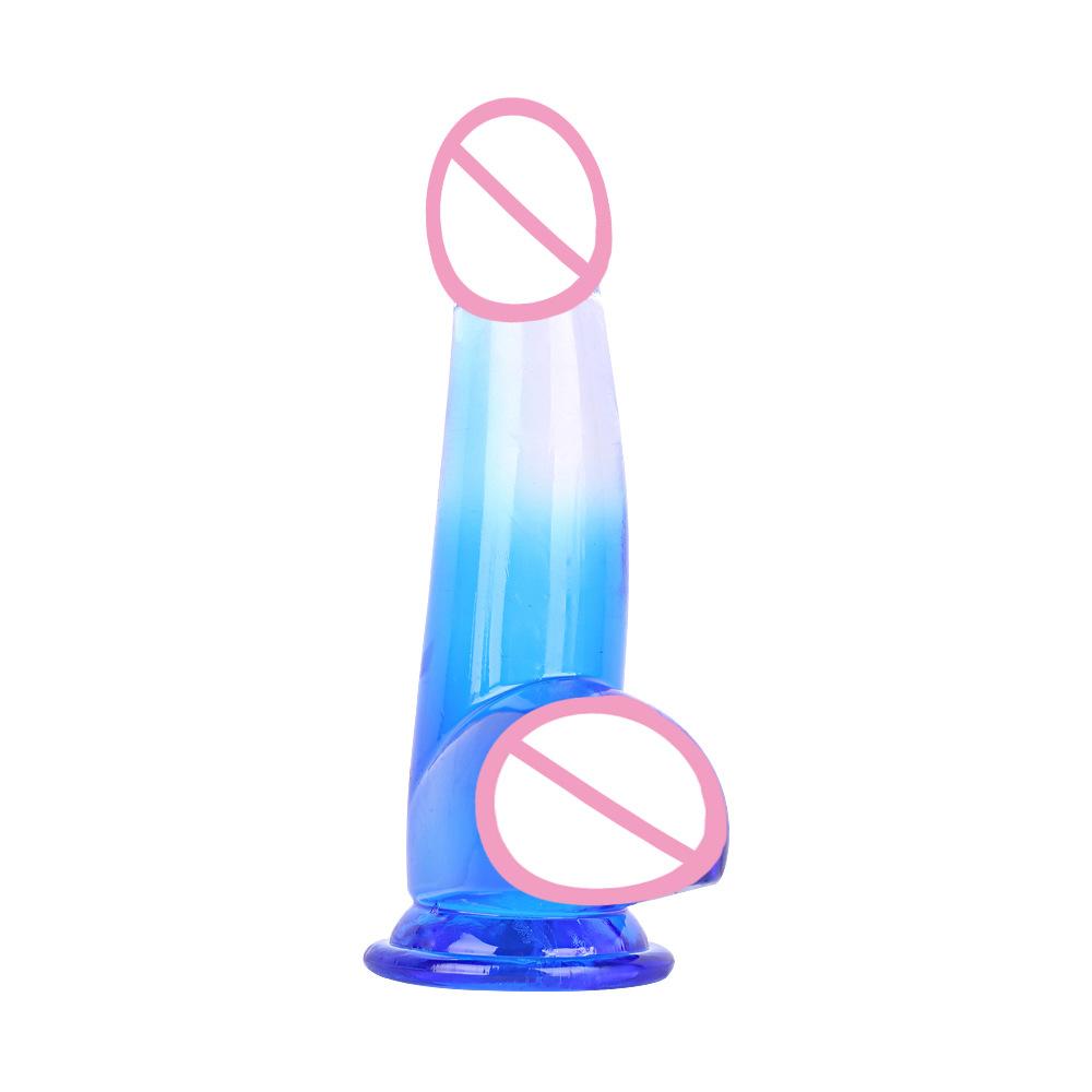 Transparent Two-Color Glass Dildo Simulation Female Masturbation Color Butt Plug Dildo Sexy Sex Product Hot Sale