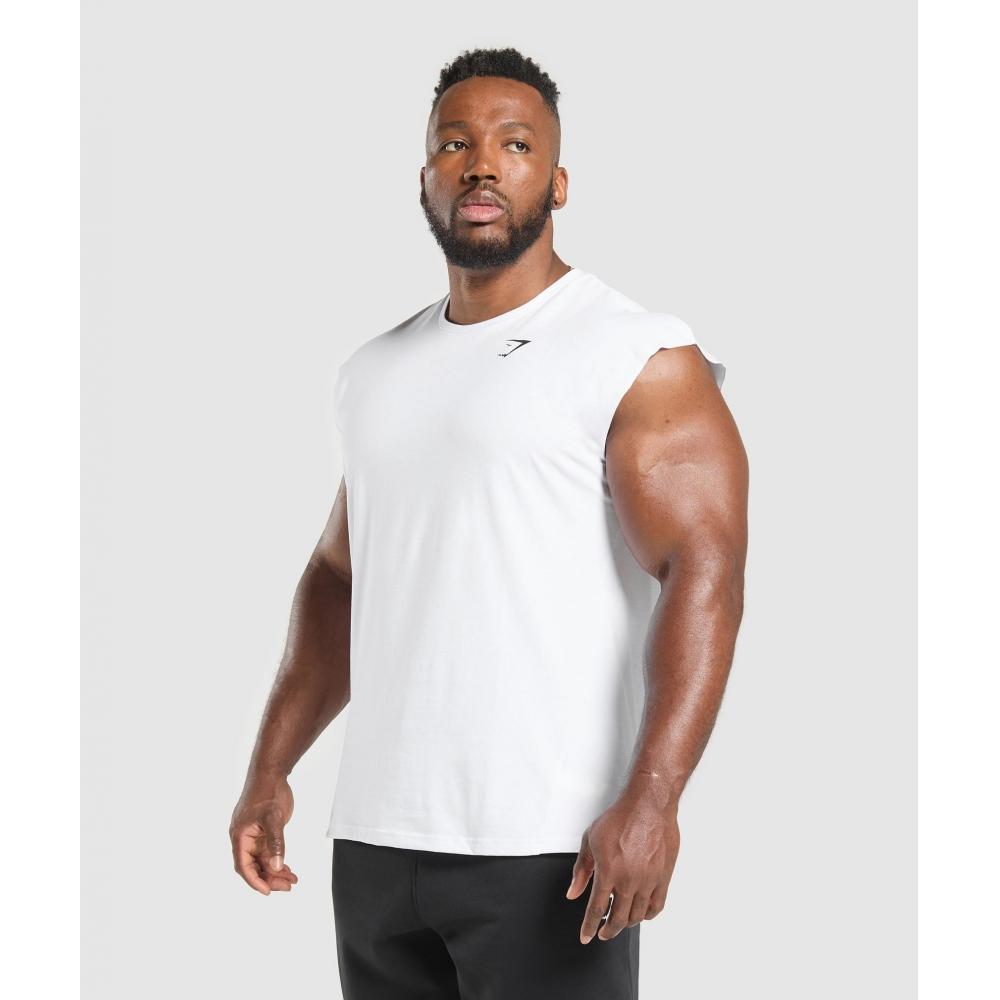Gymshark Camiseta sin mangas Critical Cut Off Blanco A1a2s Wb57