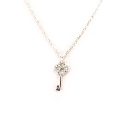 [L0159] - White Silver 'Key of Mysteries' Necklace