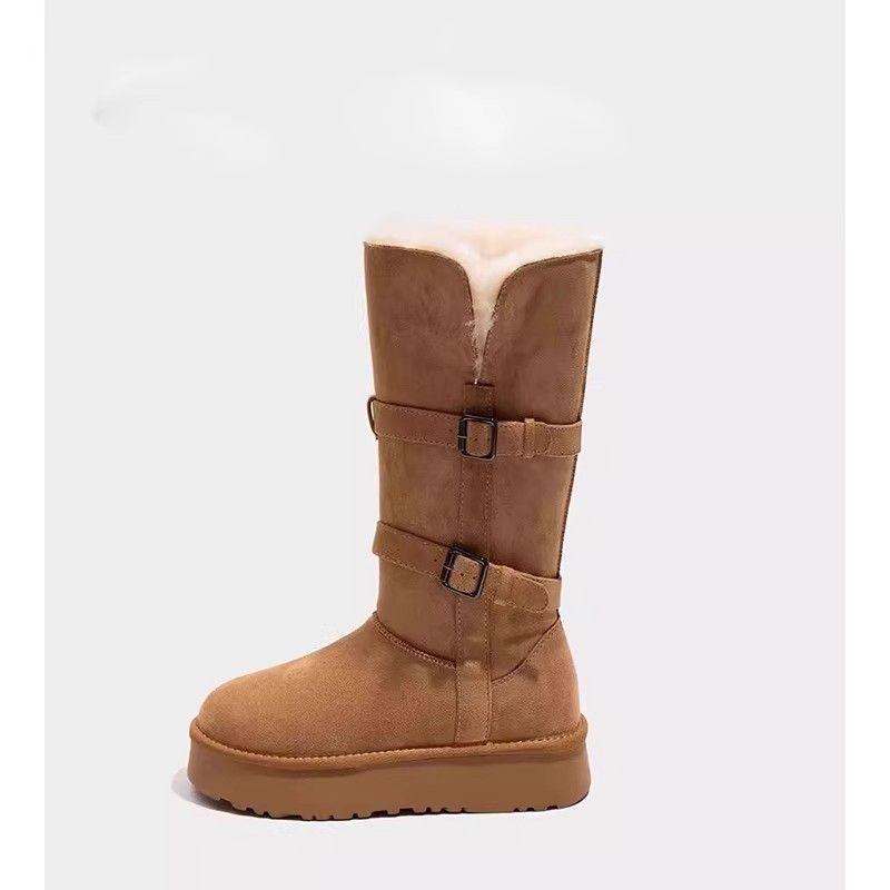 Women's Mid-Calf Gray High-Top Snow Boots 2025 - Thick-Soled, Velvet-Lined Winter Footwear