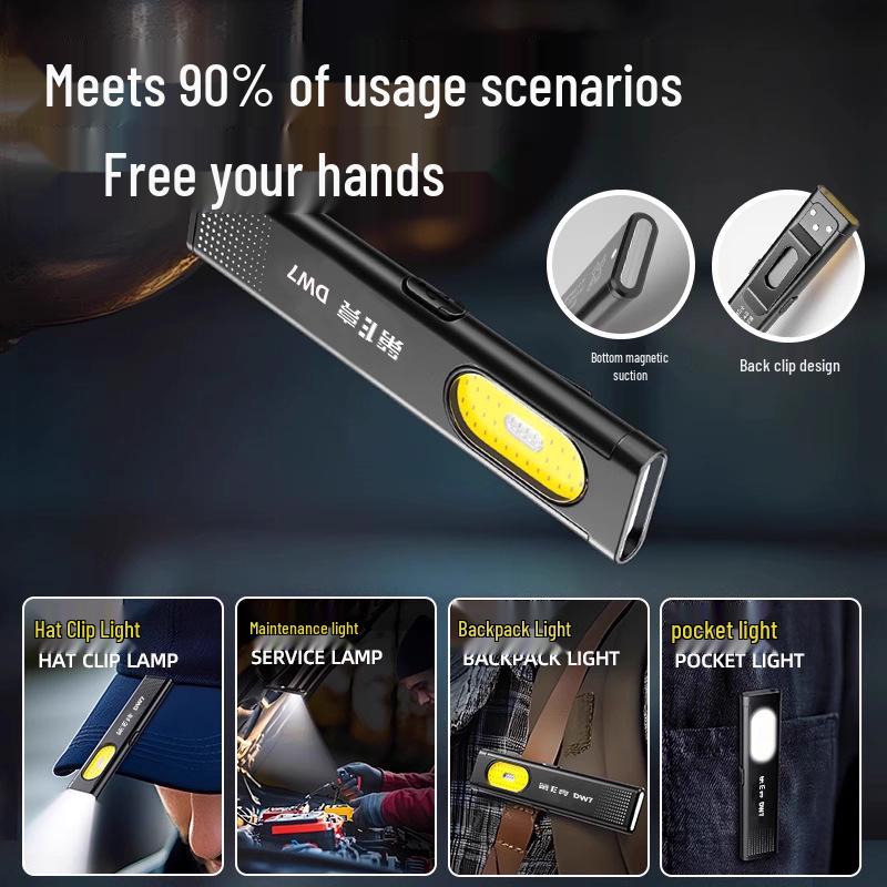 Ultra-Thin Magnetic Dual-Light Flashlight: High-Intensity, Portable, Mini Pen Light with Cap Clip and Long Battery Life for Auto Repair