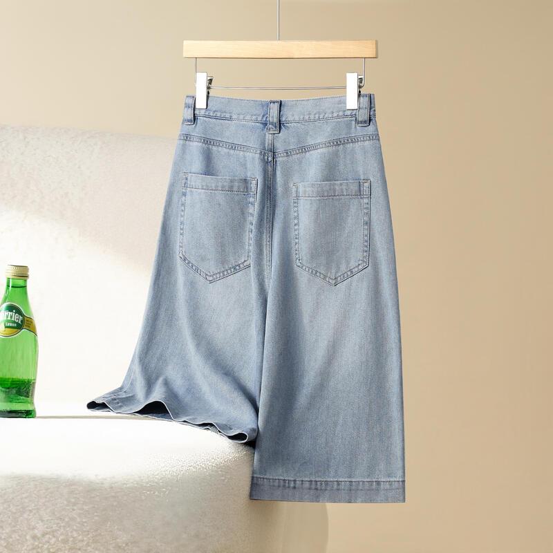 Tachile Women's Lyocell High-Waist Straight Denim Capris