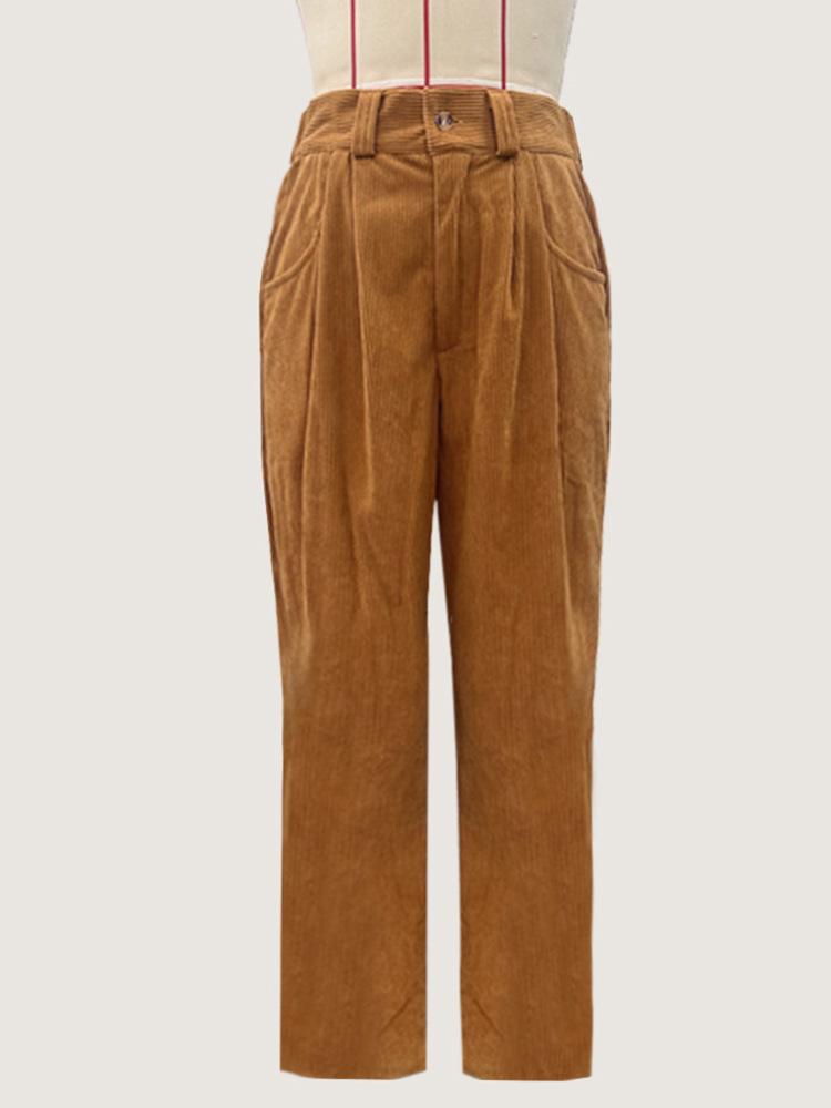 2025 Spring & Autumn Women's Corduroy Harem Cigarette Pants - Retro, Cropped, Casual Style.