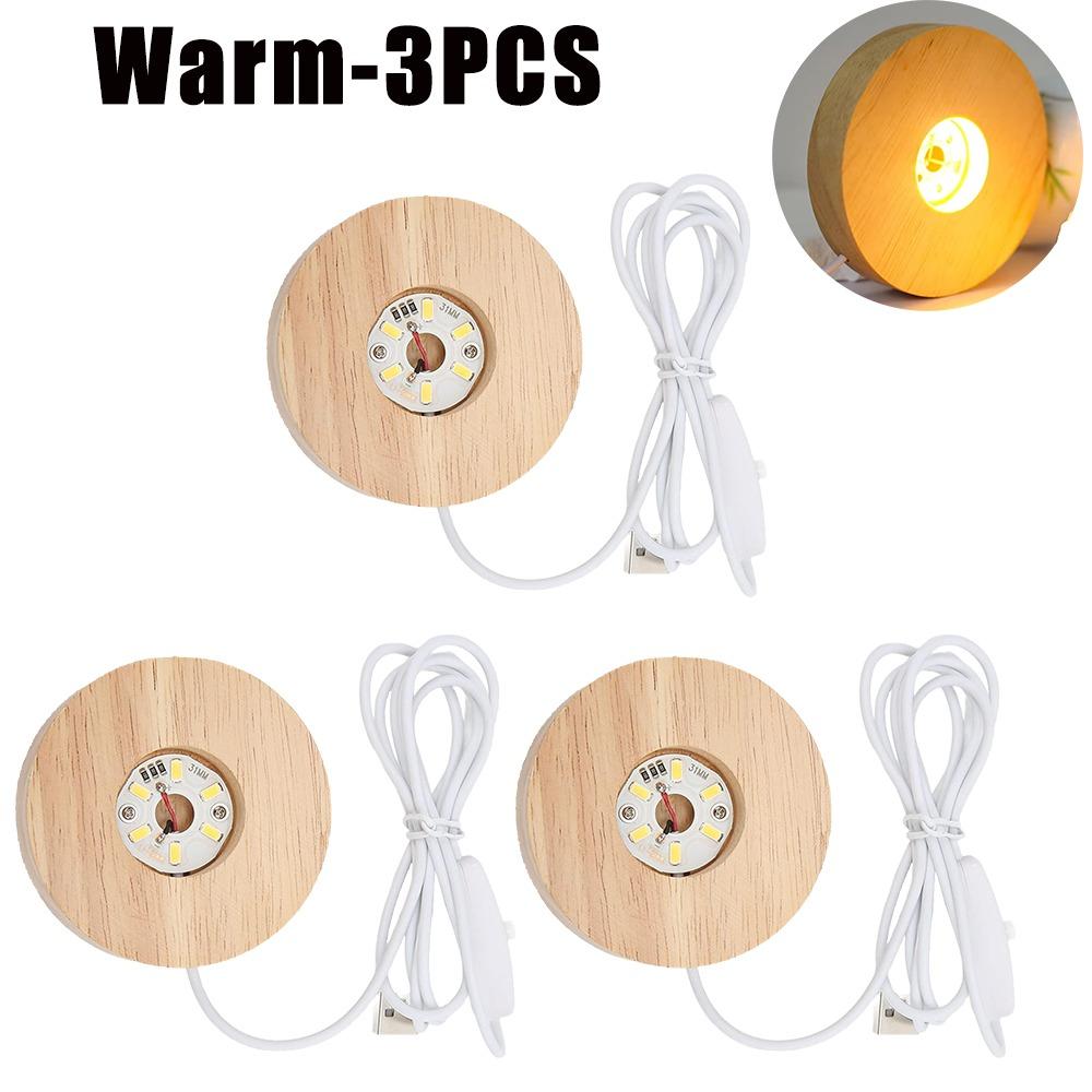 Wood Desktop Decorative Lights Light Base Night Light Wooden Led Usb Display Light Display Stand Lamp Holder Lamp Art Ornament