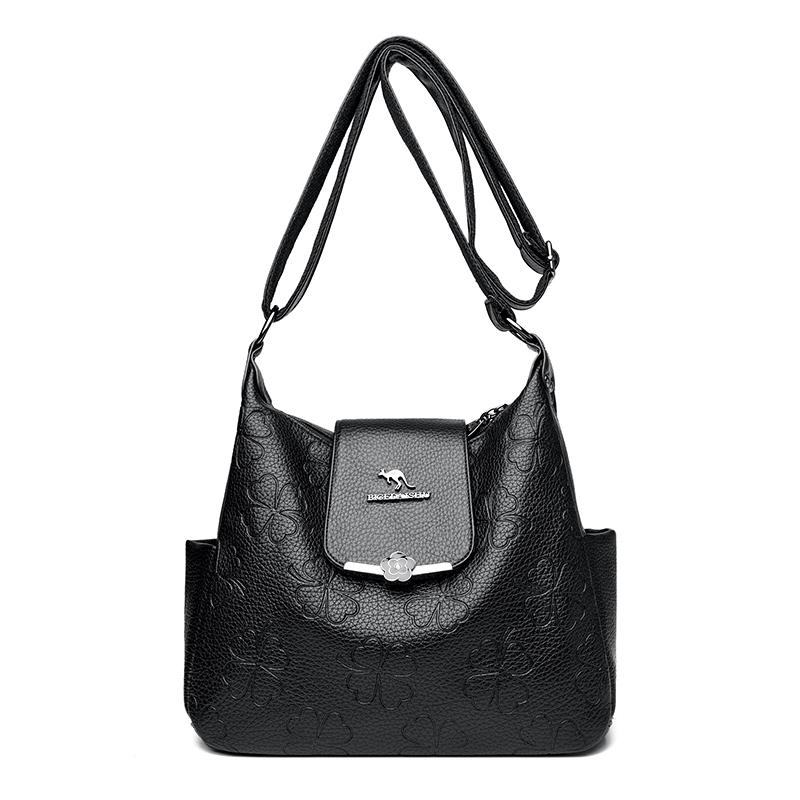Soft Leather Large Capacity Crossbody Bag Women's Shoulder Bag Middle-aged Mother Bag