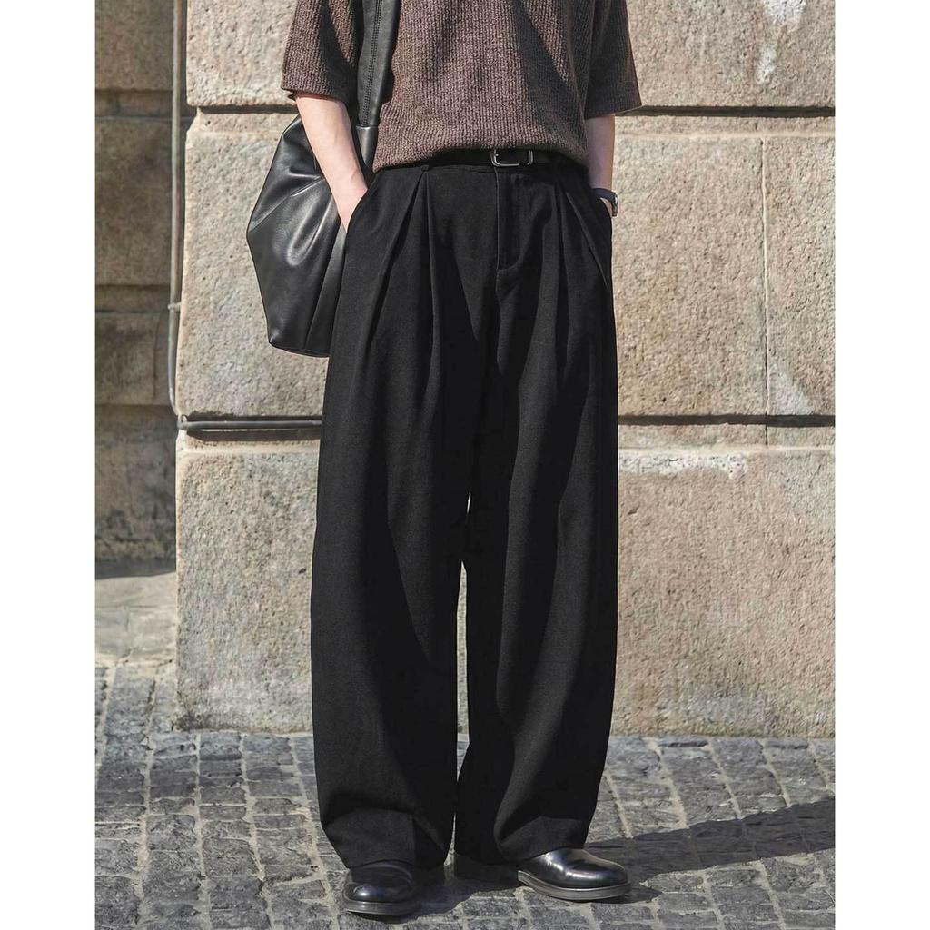 Three-dimensional Pleated Drape A-shaped Wide-leg Pants Men's Spring New Silhouette Loose Straight Breathable Casual Long Pants